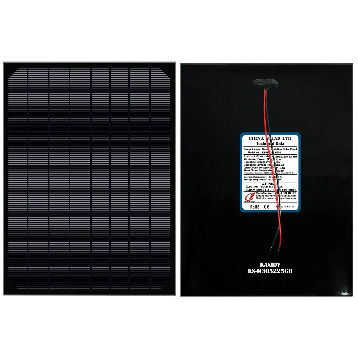 12W paneles solares negro