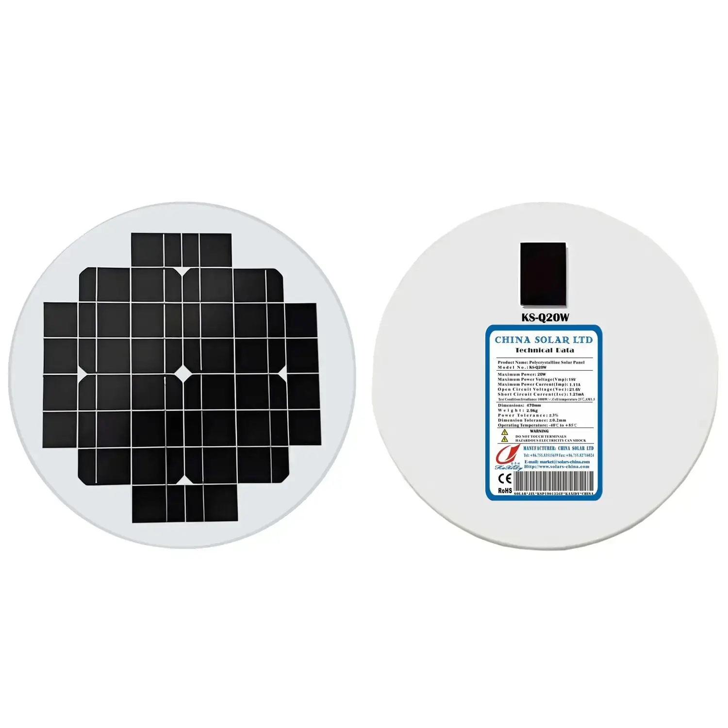 20W paneles solares circulare