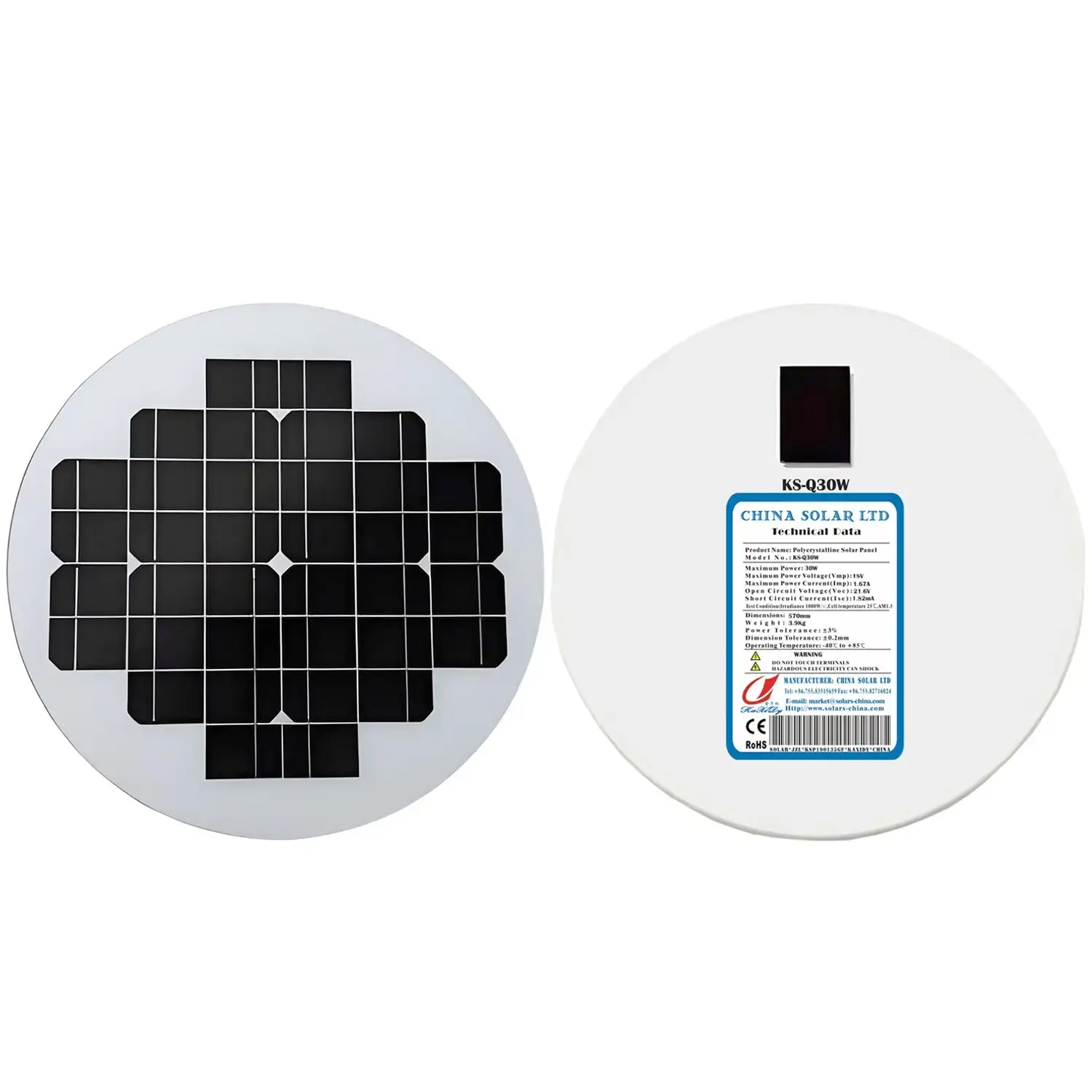 30W paneles solares redondo