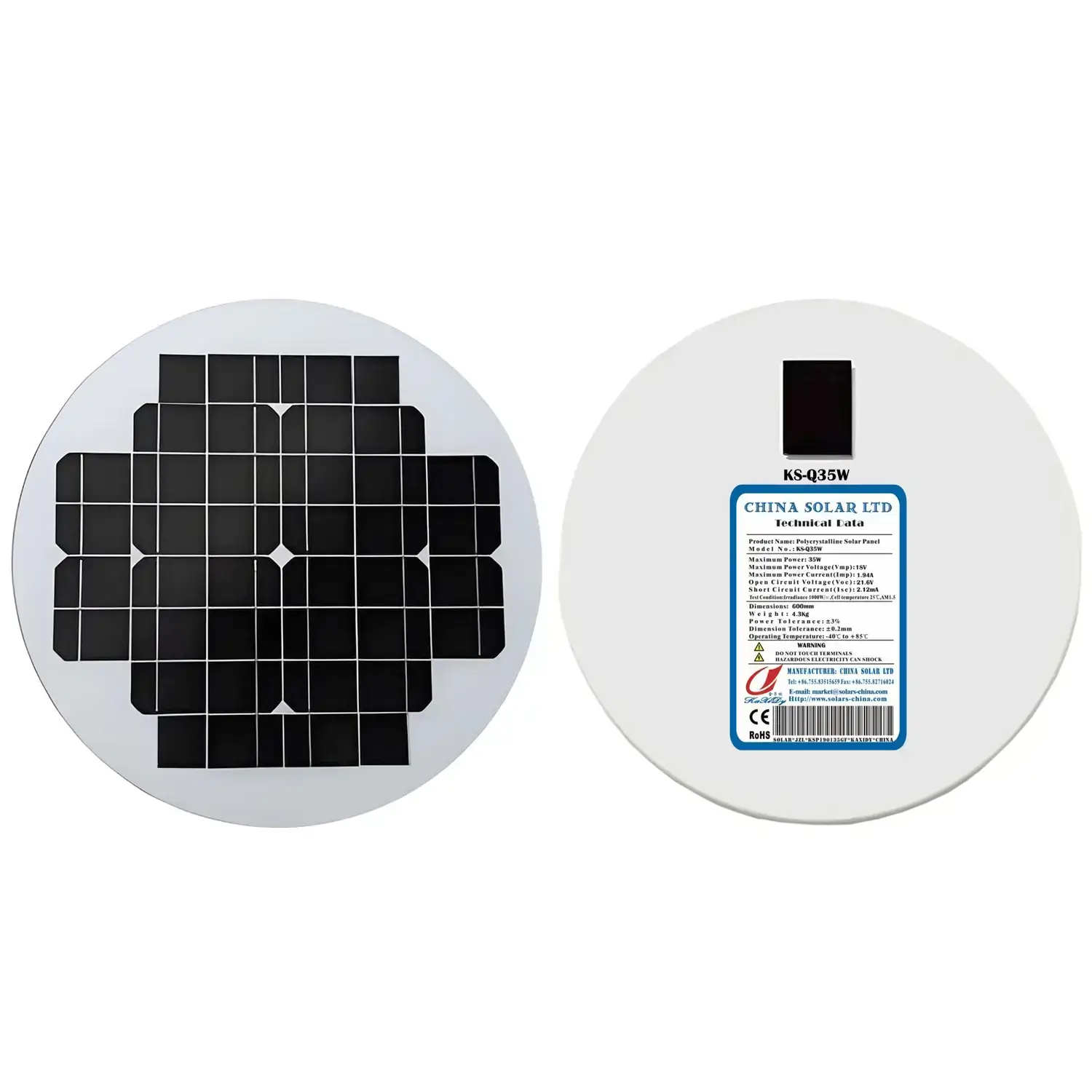 35W paneles solares circulare
