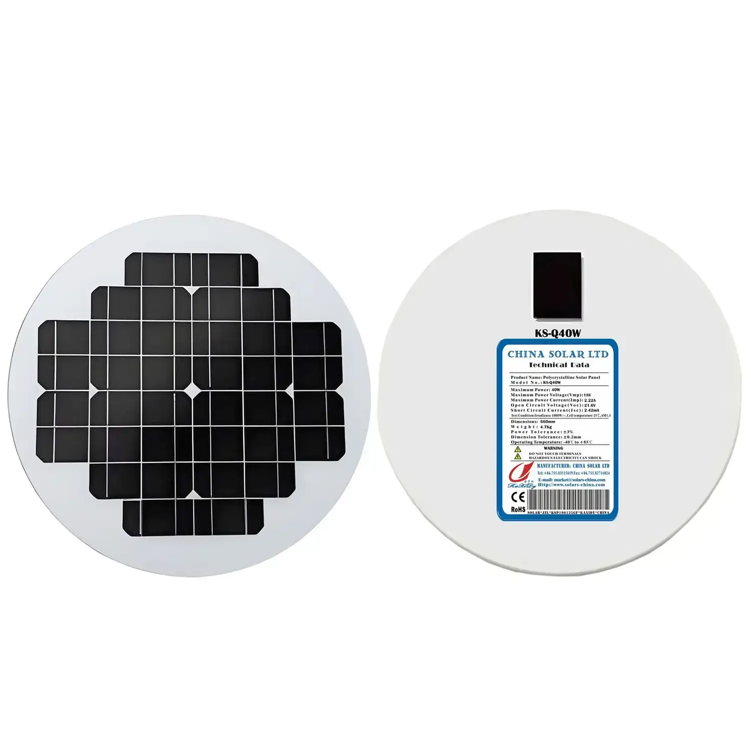 40W paneles solares redondo