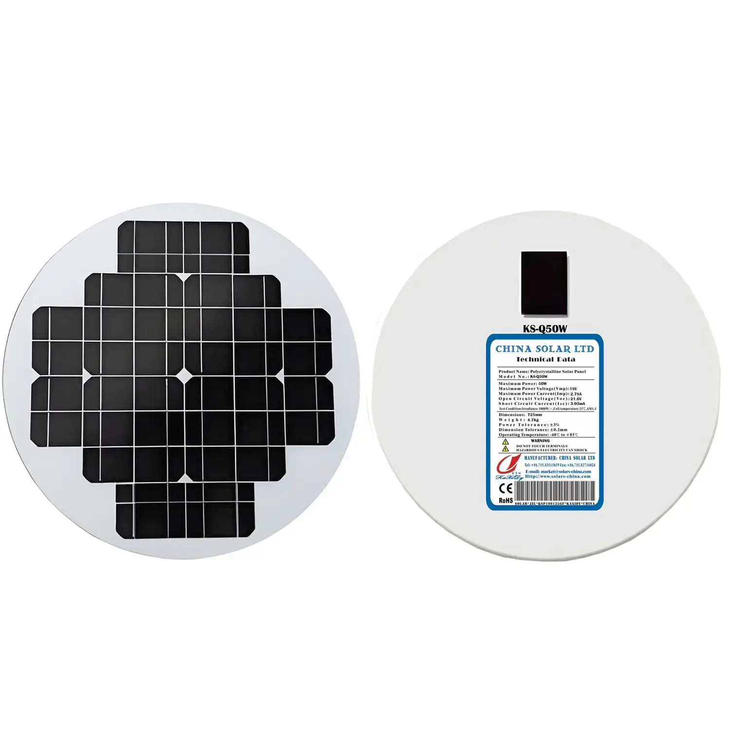 50W paneles solares circulare