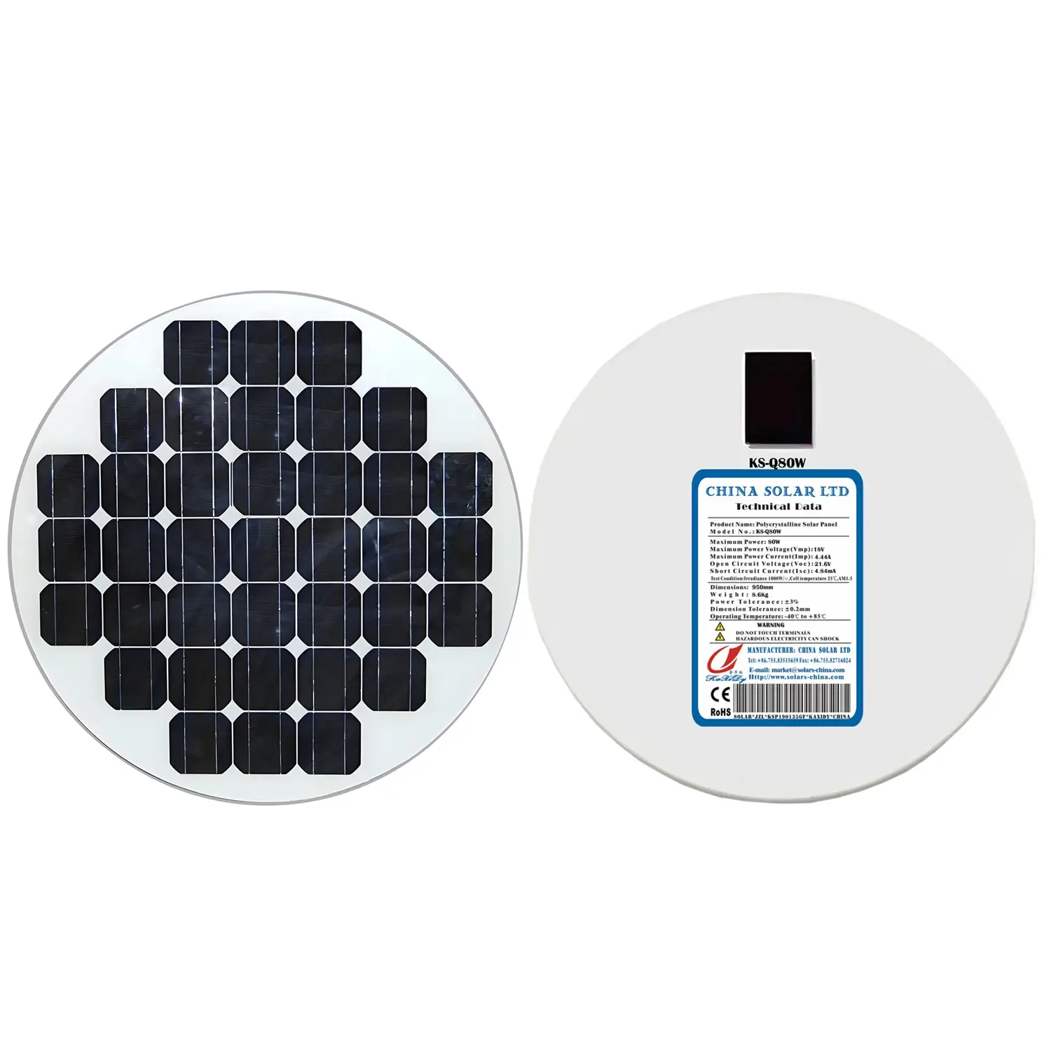 80W paneles solares redondo